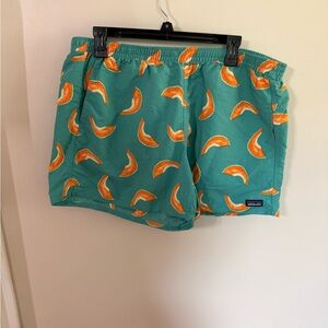 Patagonia Baggies! Teal Shorts with Vibrant Melon Accents